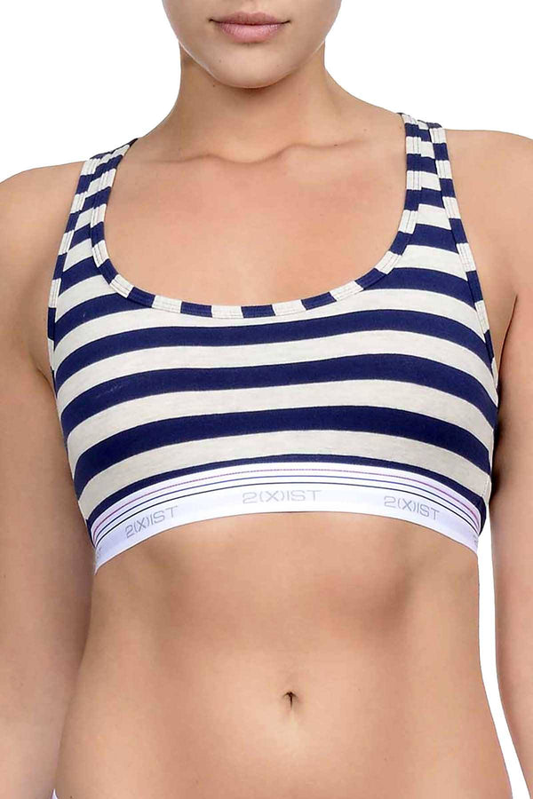 2(X)IST Oatmeal Heather Stripe Retro Cotton Racerback Bralette