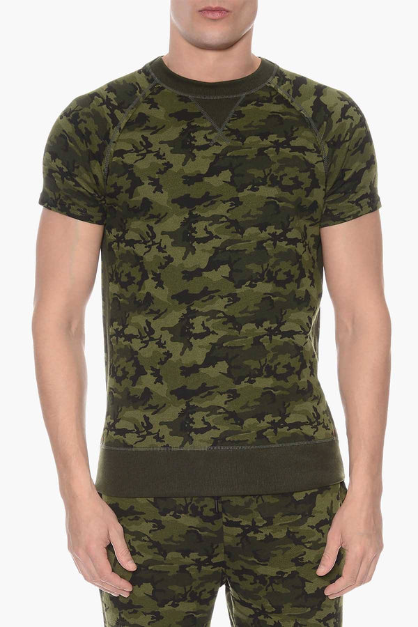 2(X)IST Olive Camo Crewneck Short Sleeve Sweatshirt