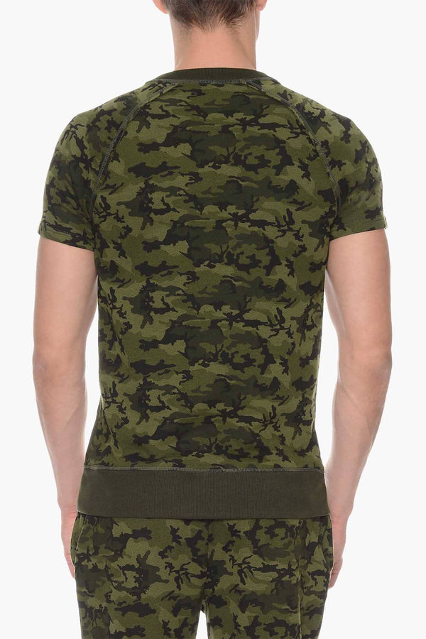 2(X)IST Olive Camo Crewneck Short Sleeve Sweatshirt