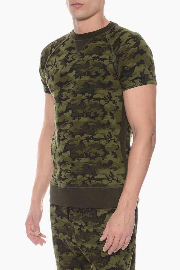 2(X)IST Olive Camo Crewneck Short Sleeve Sweatshirt