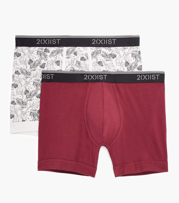 2(X)IST Pineprint Tawny Port 2-Pack Cotton Stretch Boxer Briefs