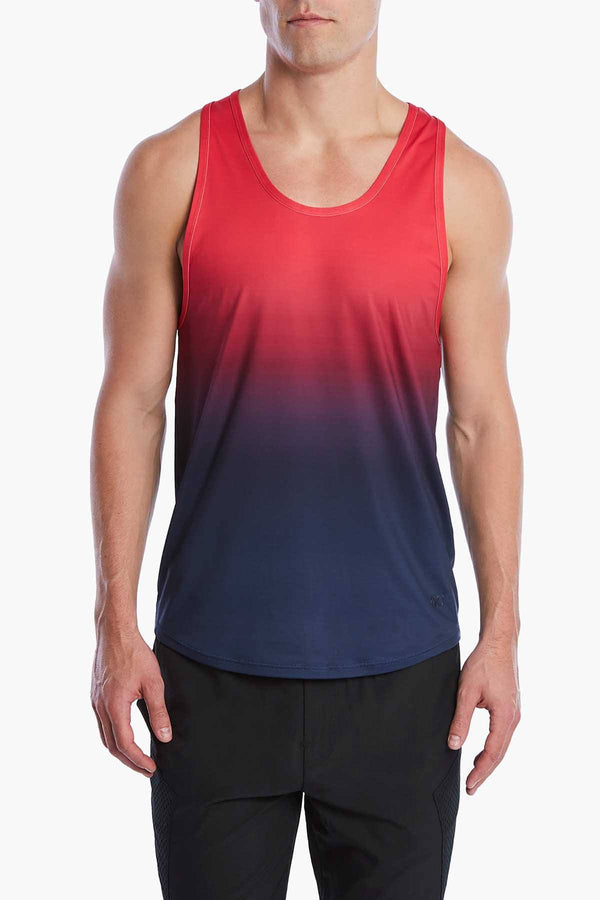 2(X)IST Red-to-Navy Varsity Modern Ombre Tank Top