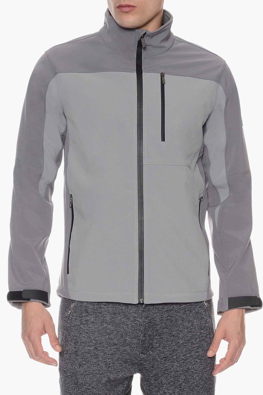 2(X)IST Two-Tone Grey Soft-Shell Full-Zip Jacket