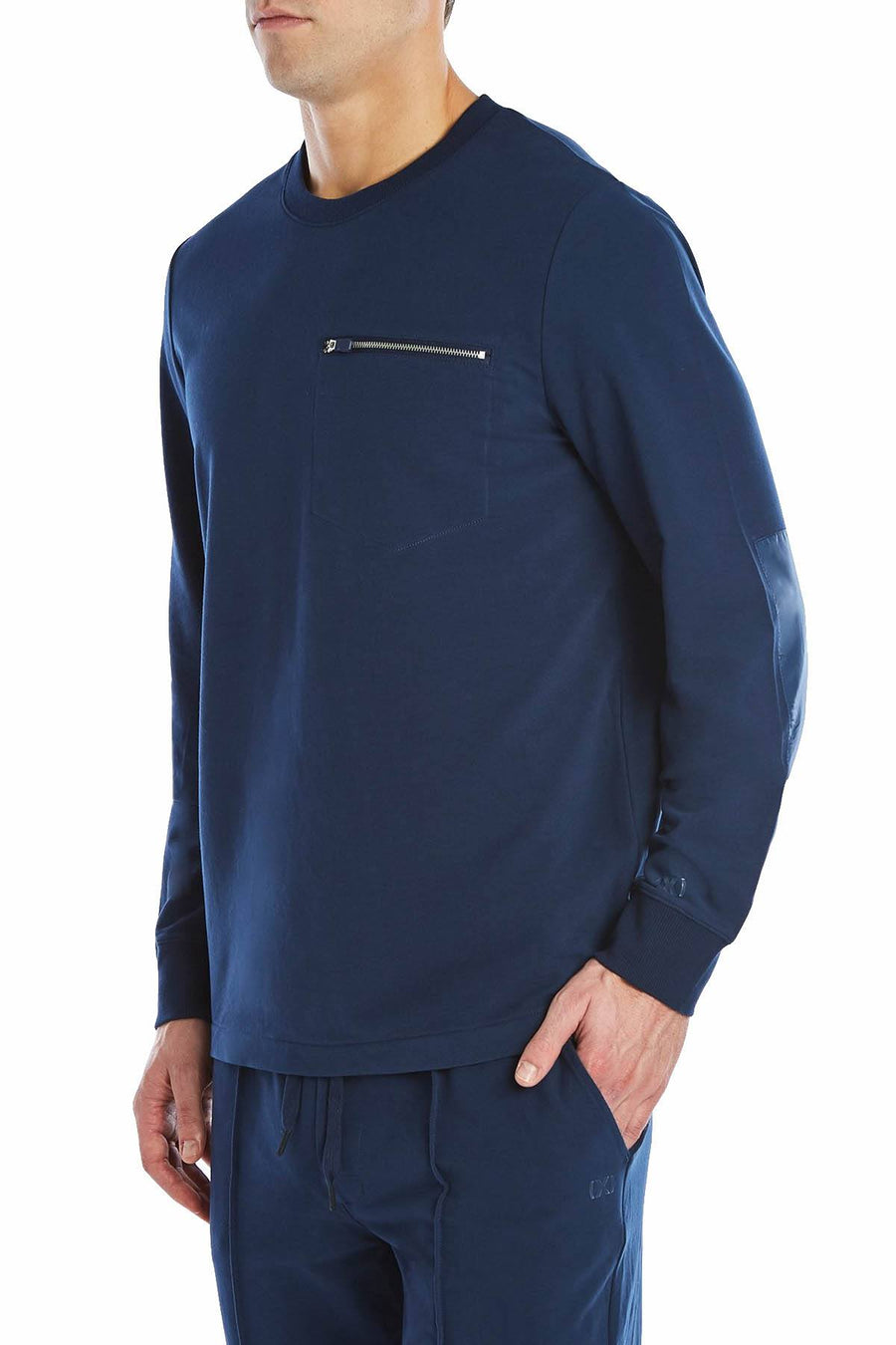 2(X)IST Varsity-Navy Classic Zip-Pocket Sweatshirt