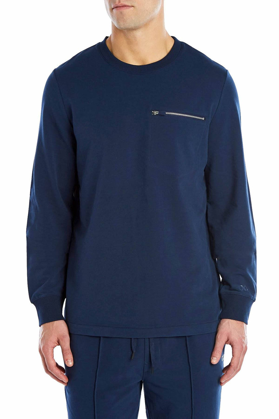 2(X)IST Varsity-Navy Classic Zip-Pocket Sweatshirt