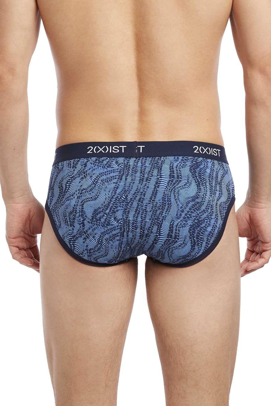 2(X)IST Varsity-Navy Digi-Zebra Print Graphic Cotton No-Show Brief