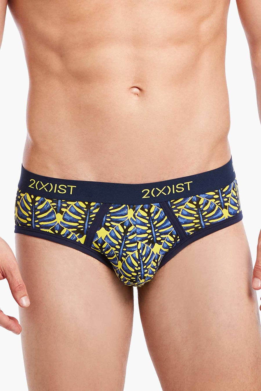 2(X)IST Vibrant-Yellow Palm-Print Graphic Cotton No-Show Brief test