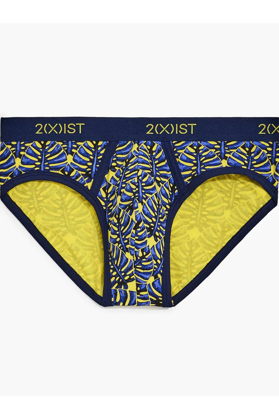 2(X)IST Vibrant-Yellow Palm-Print Graphic Cotton No-Show Brief test