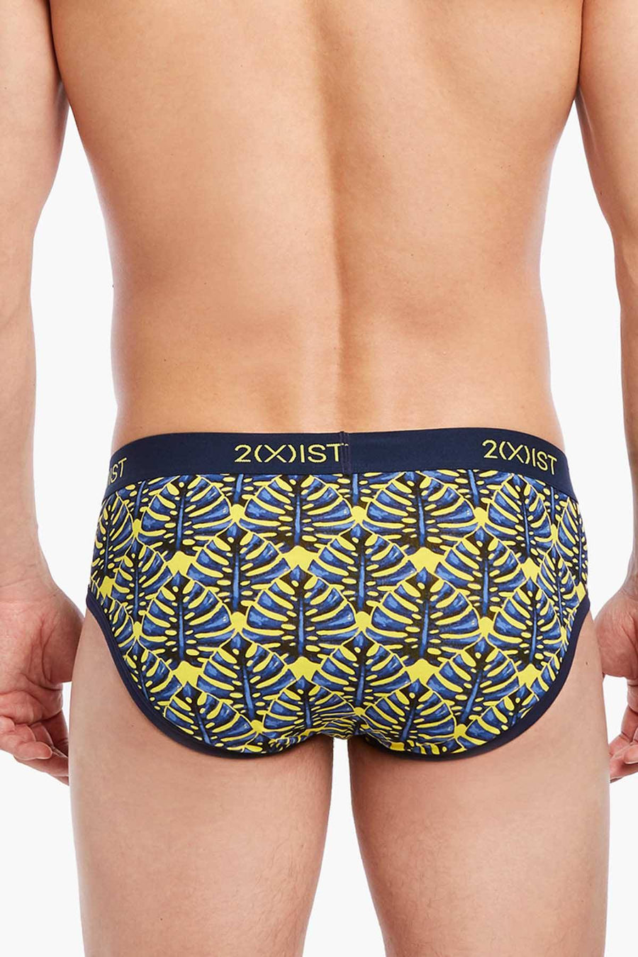 2(X)IST Vibrant-Yellow Palm-Print Graphic Cotton No-Show Brief test