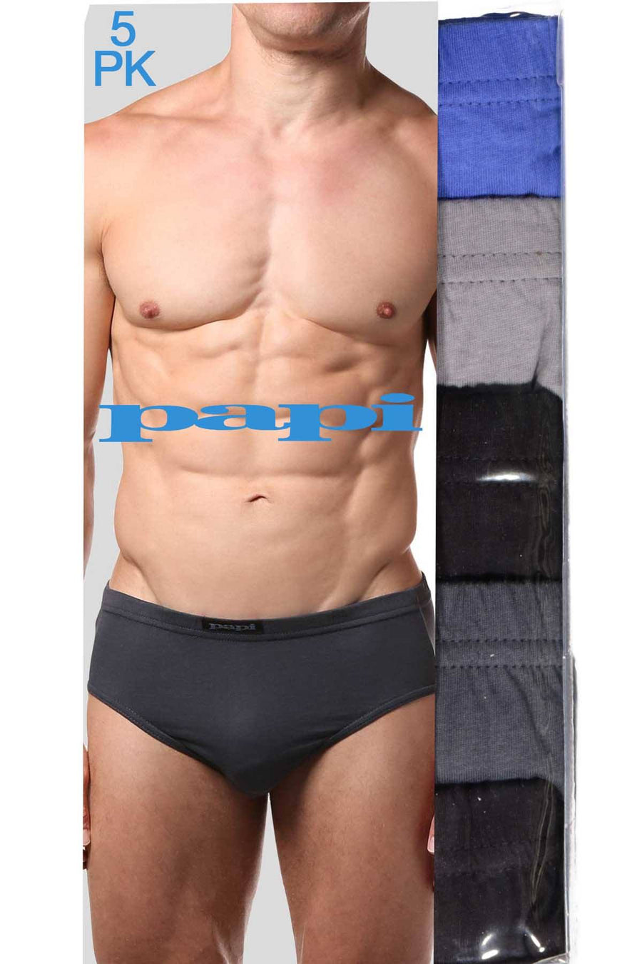 Papi Blue/Black/Grey Low-Rise Brief 5-Pack