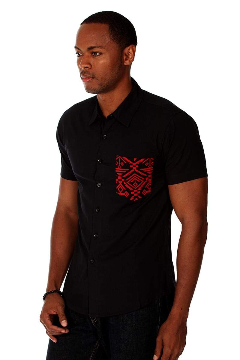 Something Strong Black Tribal Tom Button-Up