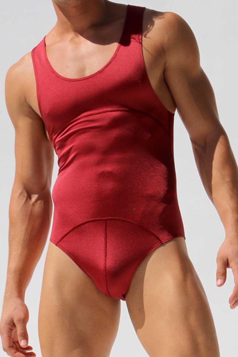 Rufskin Burgundy Shang Shiny Spandex Cut-Out Bodysuit