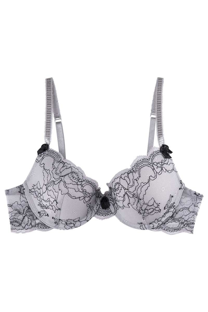 Catherine Malandrino Grey Corded Lace Demi Bra