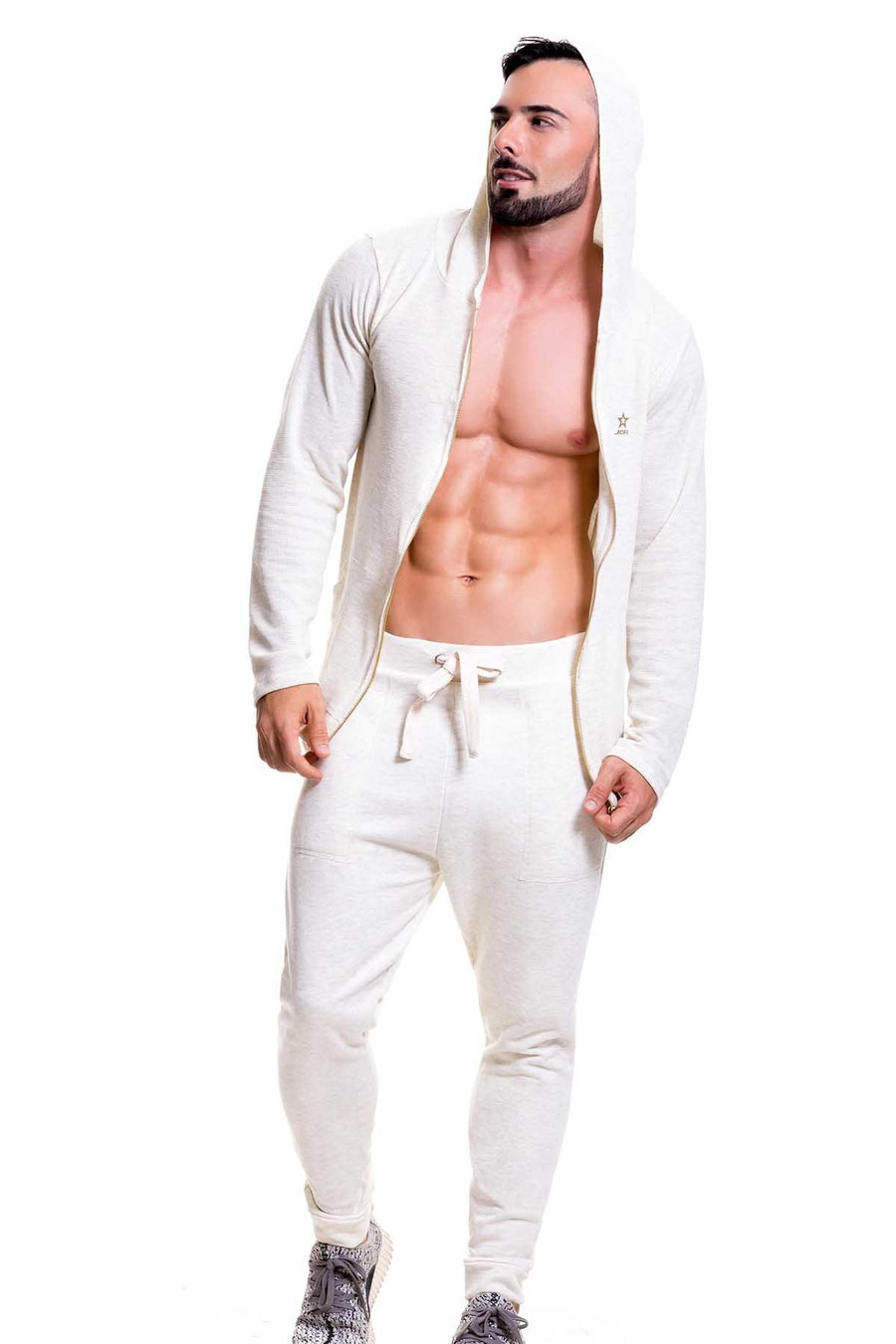 Jor Beige Monaco Hooded Zip-Jacket