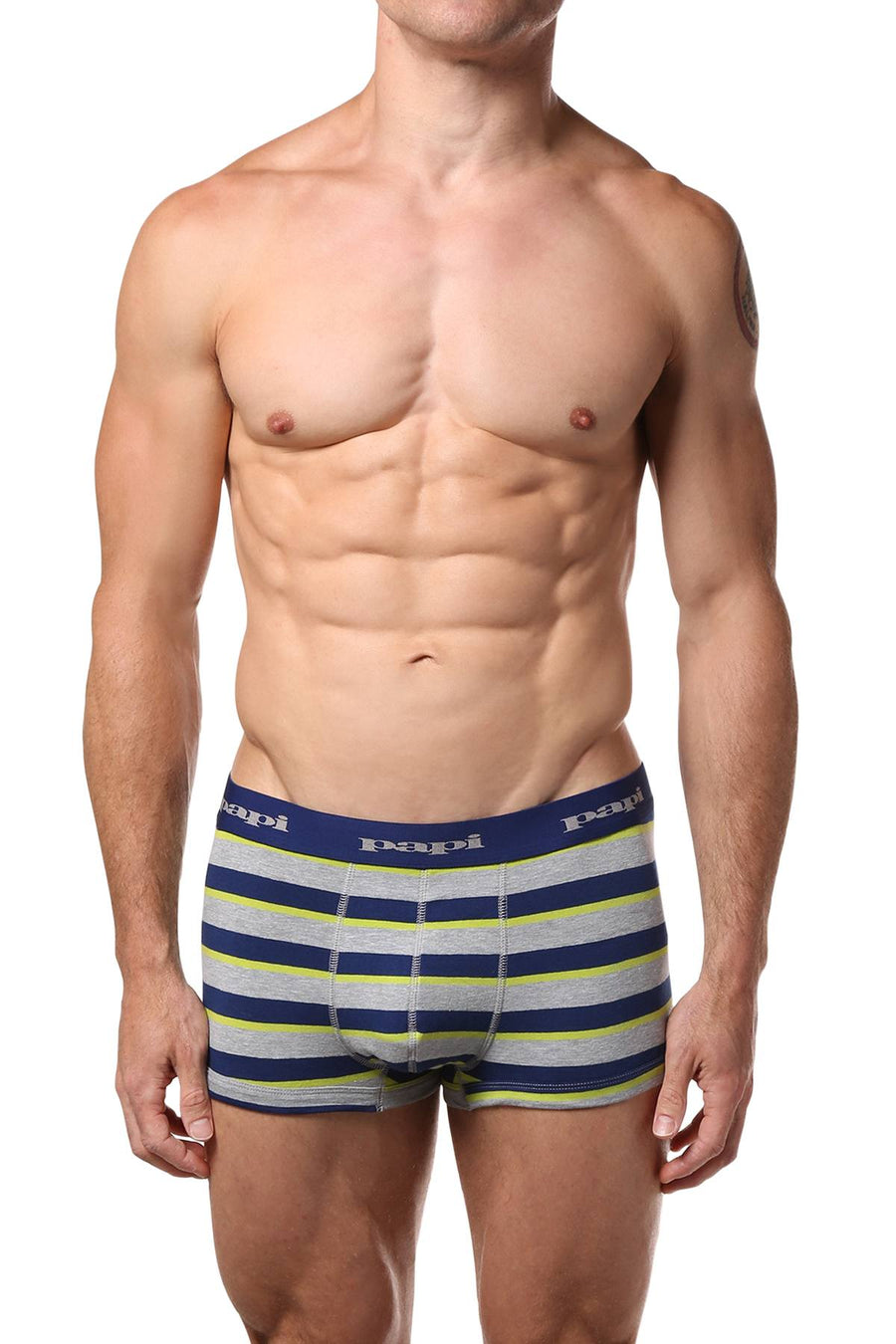 Papi Lime/Blue/Grey-Stripe Brazilian Trunk 3-Pack