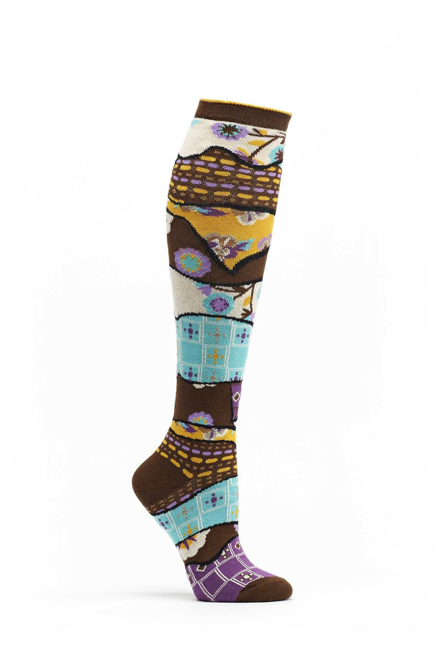 Ozone Brown Quilt Pile Knee High Sock
