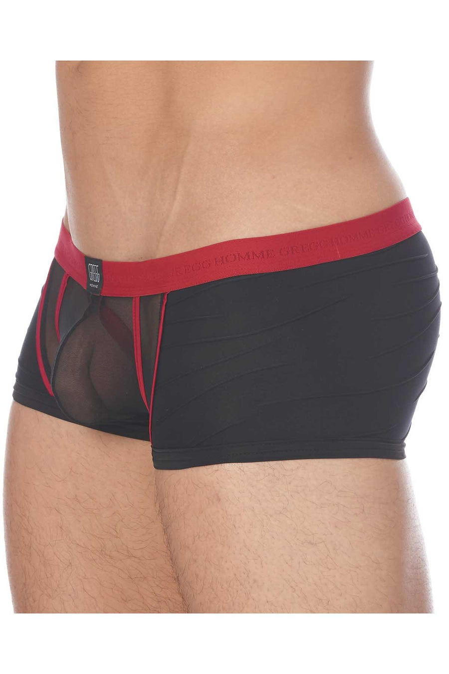 Gregg Homme Black Cheeky Mesh C-Ring Boxer Trunk