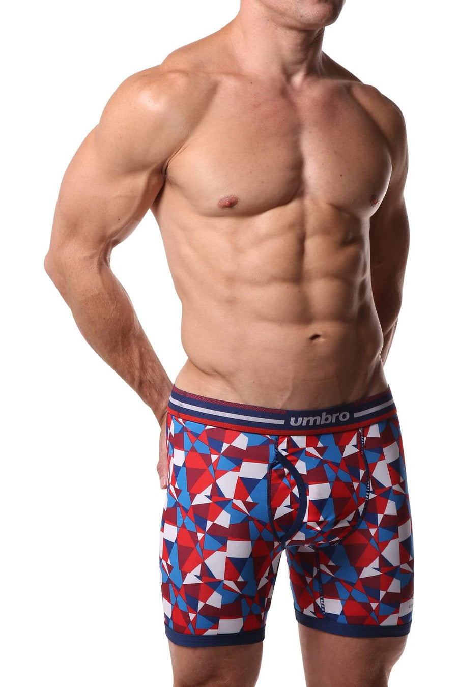 Umbro Red/White/Blue Geometric Shapes Performance Boxer Brief