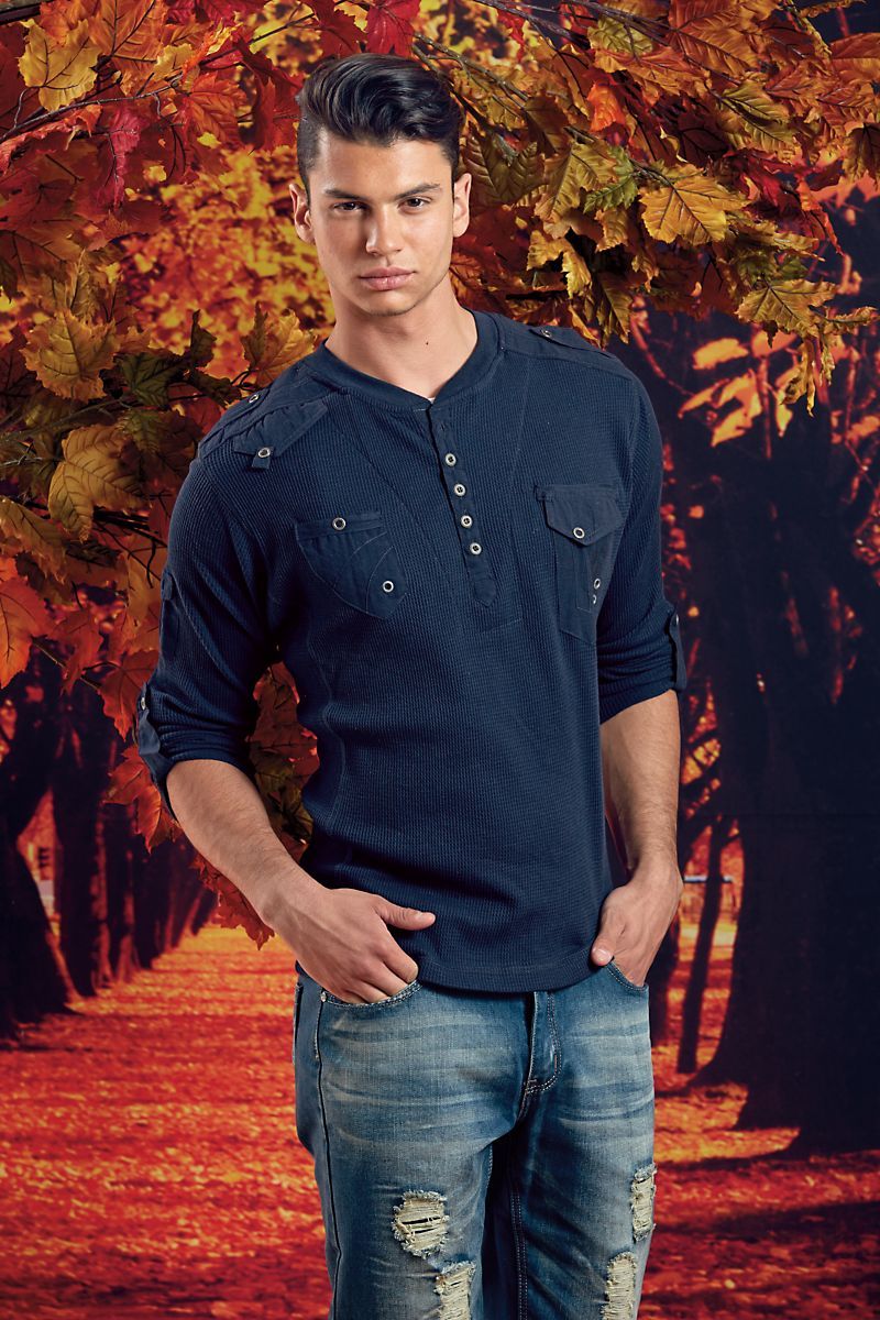 Soul Star Navy L/S Lock Henley