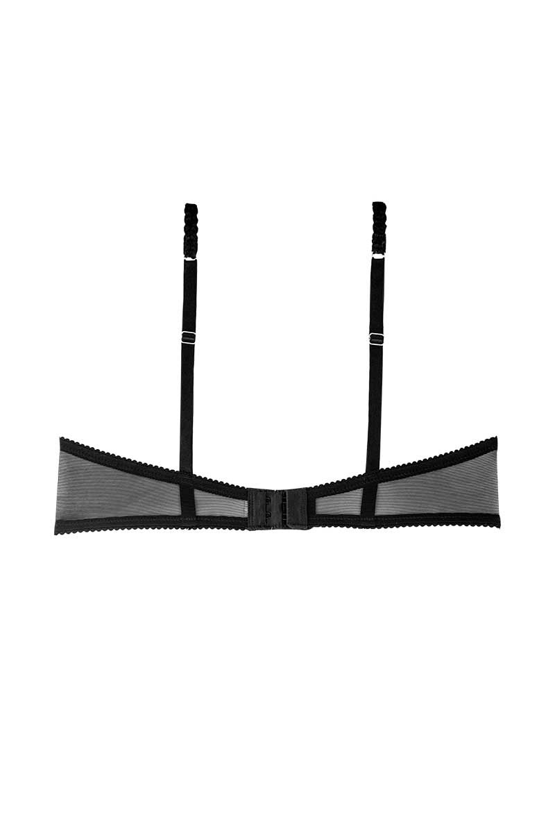 Christian Lacroix Black Carnation Satin Imprimer Balconette Bra