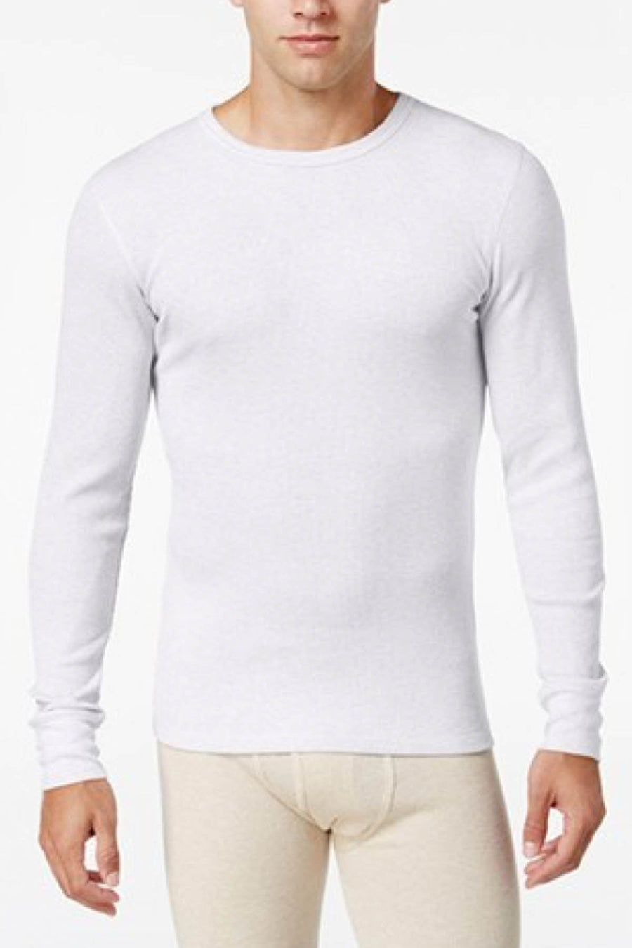 Alfani White Thermal Knit Waffle Crew-Neck Shirt