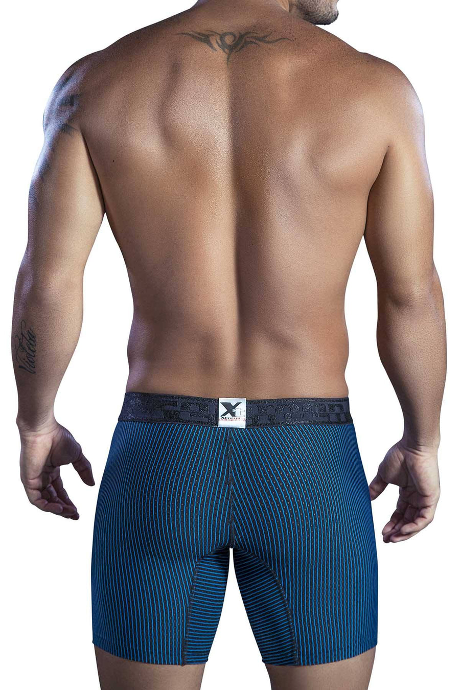 XTREMEN Blue-Black Pinstripe Microfiber Boxer Brief