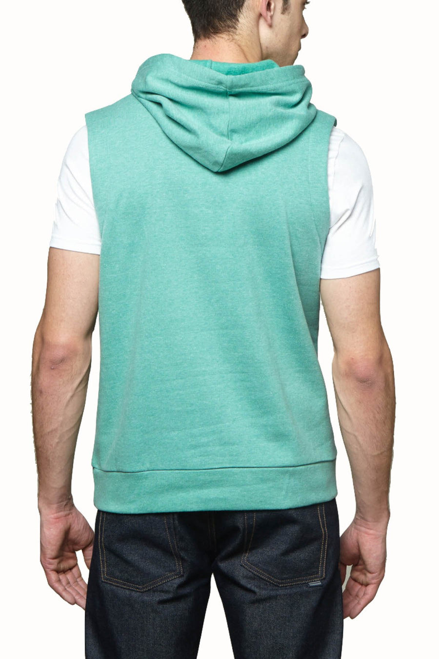 Zutoq Green Zasted Sleeveless Hoodie