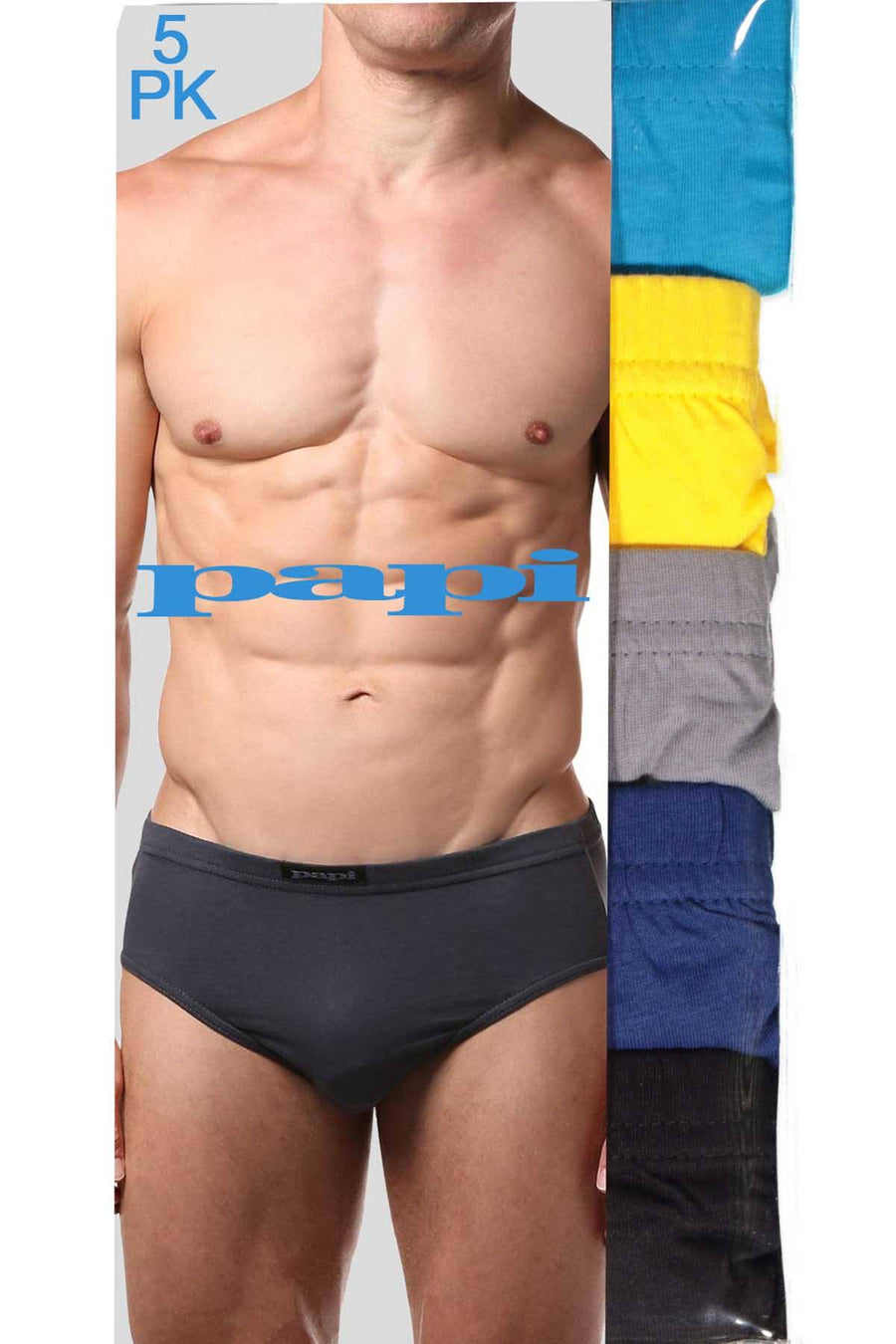 Papi Yellow/Turquoise/Navy/Grey/Black Low-Rise Brief 5-Pack
