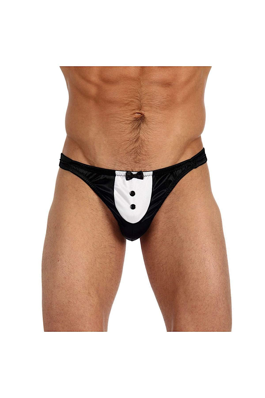 Gregg Homme Black Tuxedo Satin Knit Thong
