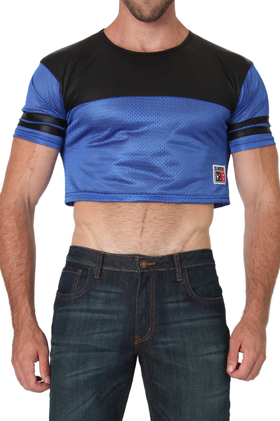 Timoteo Blue Tight End Crop Tank Top