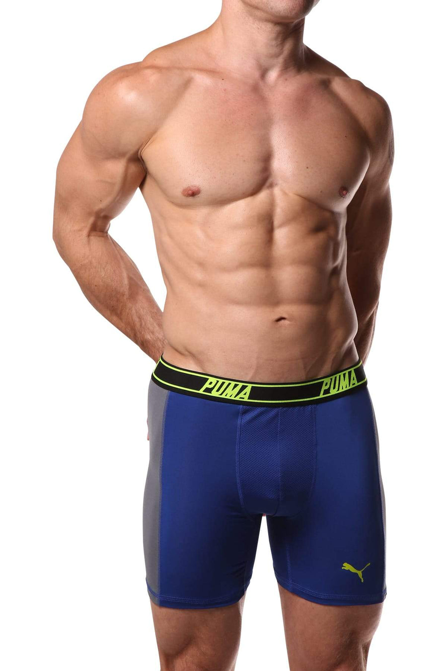 PUMA Blue & Grey Solid Side Panel Boxer Brief