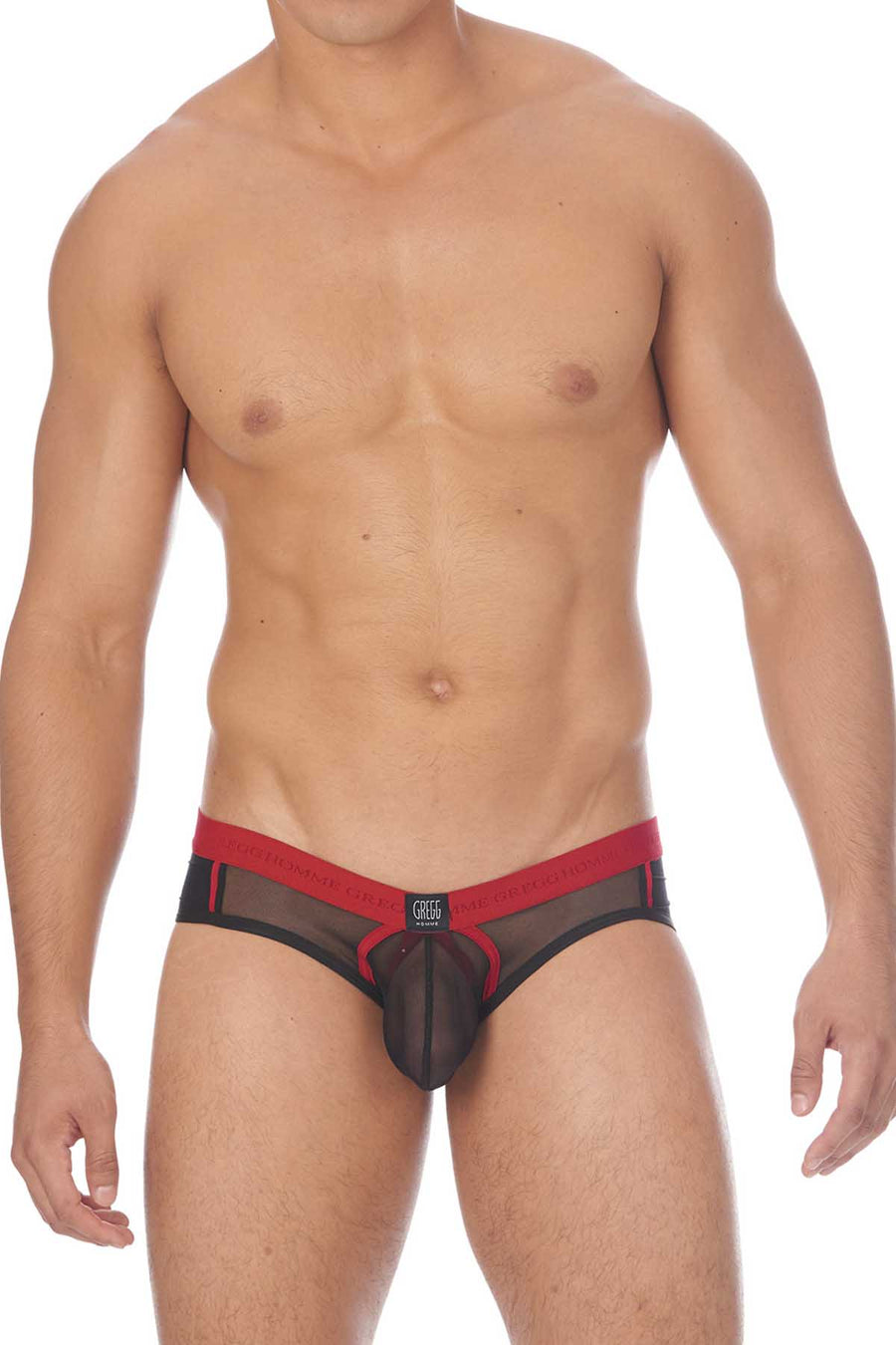Gregg Homme Black Cheeky Mesh C-Ring Brief