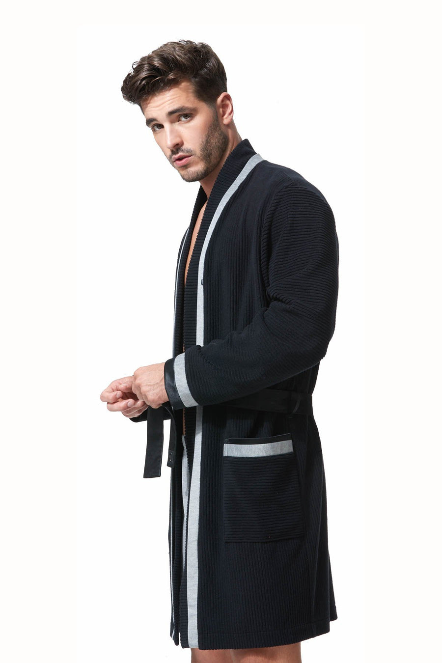 Gregg Homme Black Organic Cotton Blend Robe