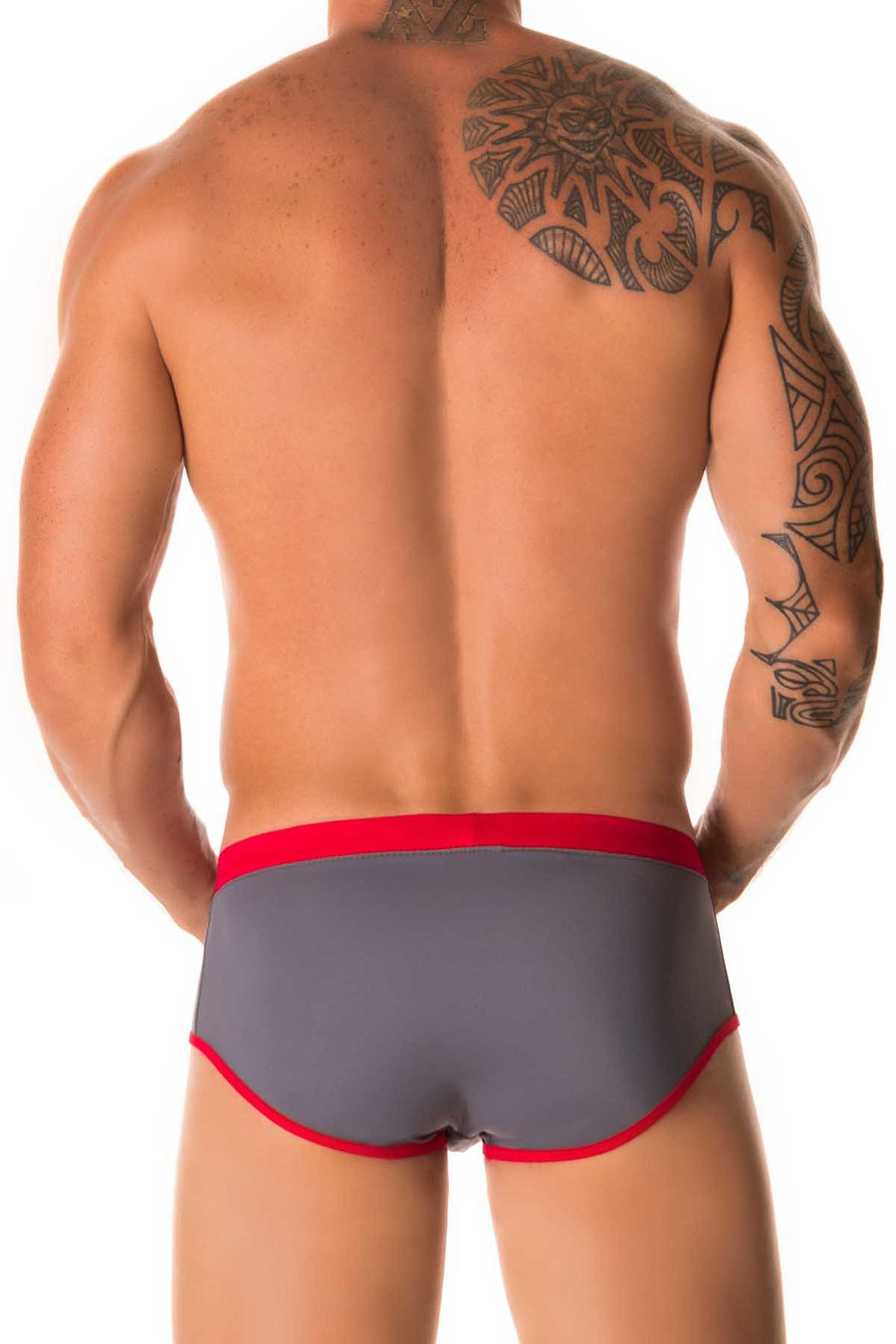 Jor Grey & Red Sport Swimwear Brief