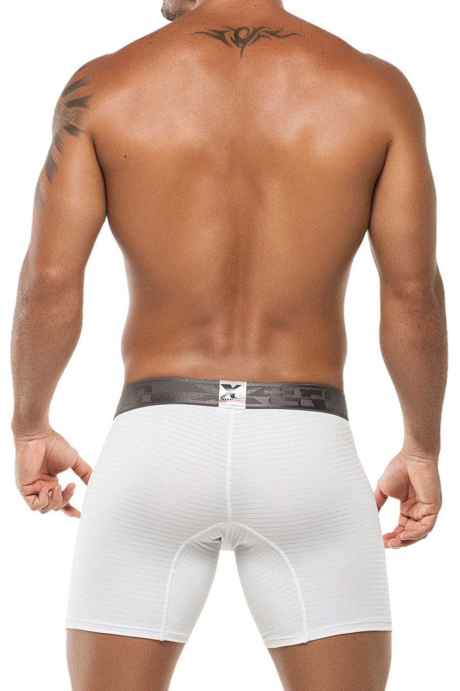 XTREMEN White Sheer Pin-Stripe Microfiber Boxer Brief