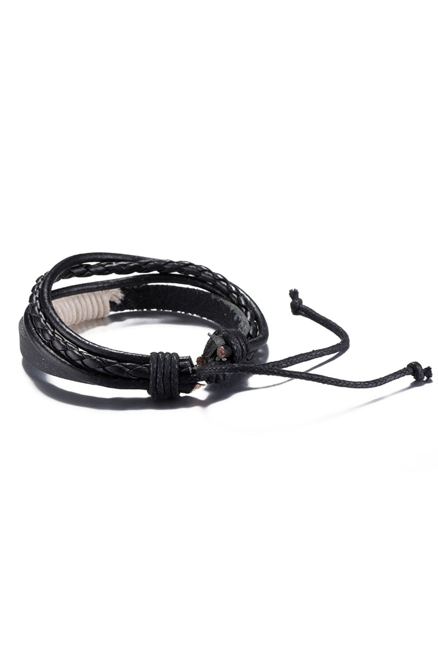Black & White Vintage Fashion Strap Leather Rope Wristband Bracelet