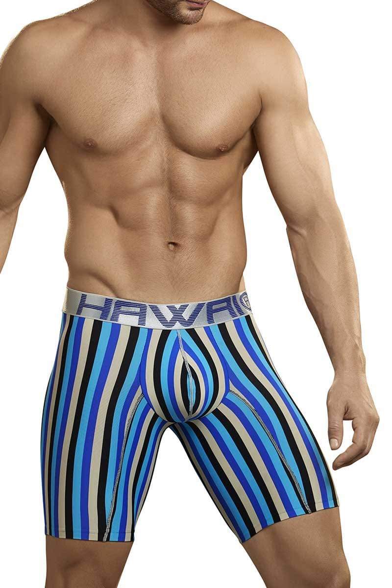 Hawai Turquoise Stripe Long Boxer Brief