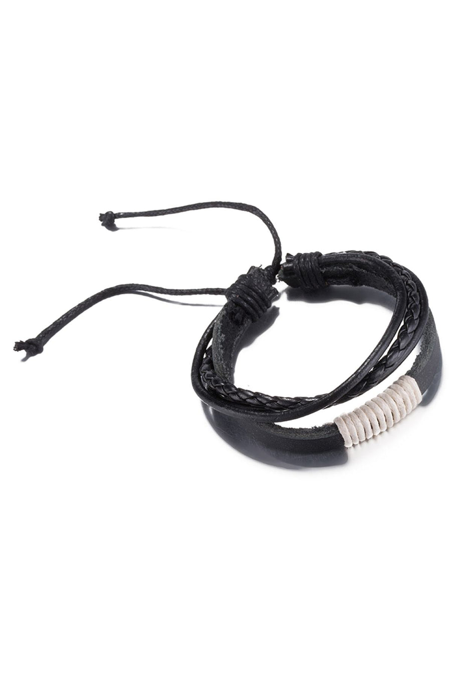 Black & White Vintage Fashion Strap Leather Rope Wristband Bracelet