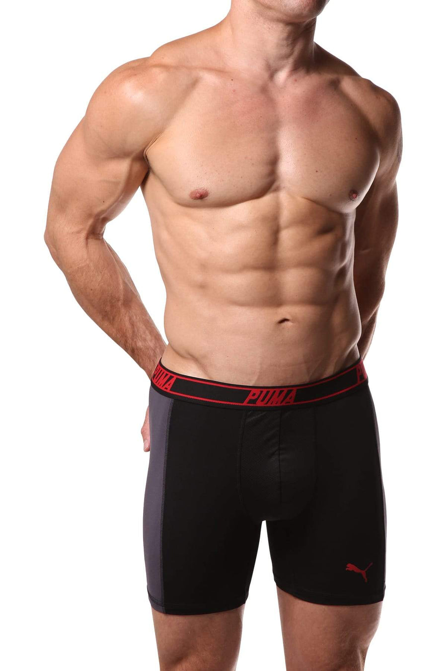 PUMA Black & Grey Solid Side Panel Boxer Brief