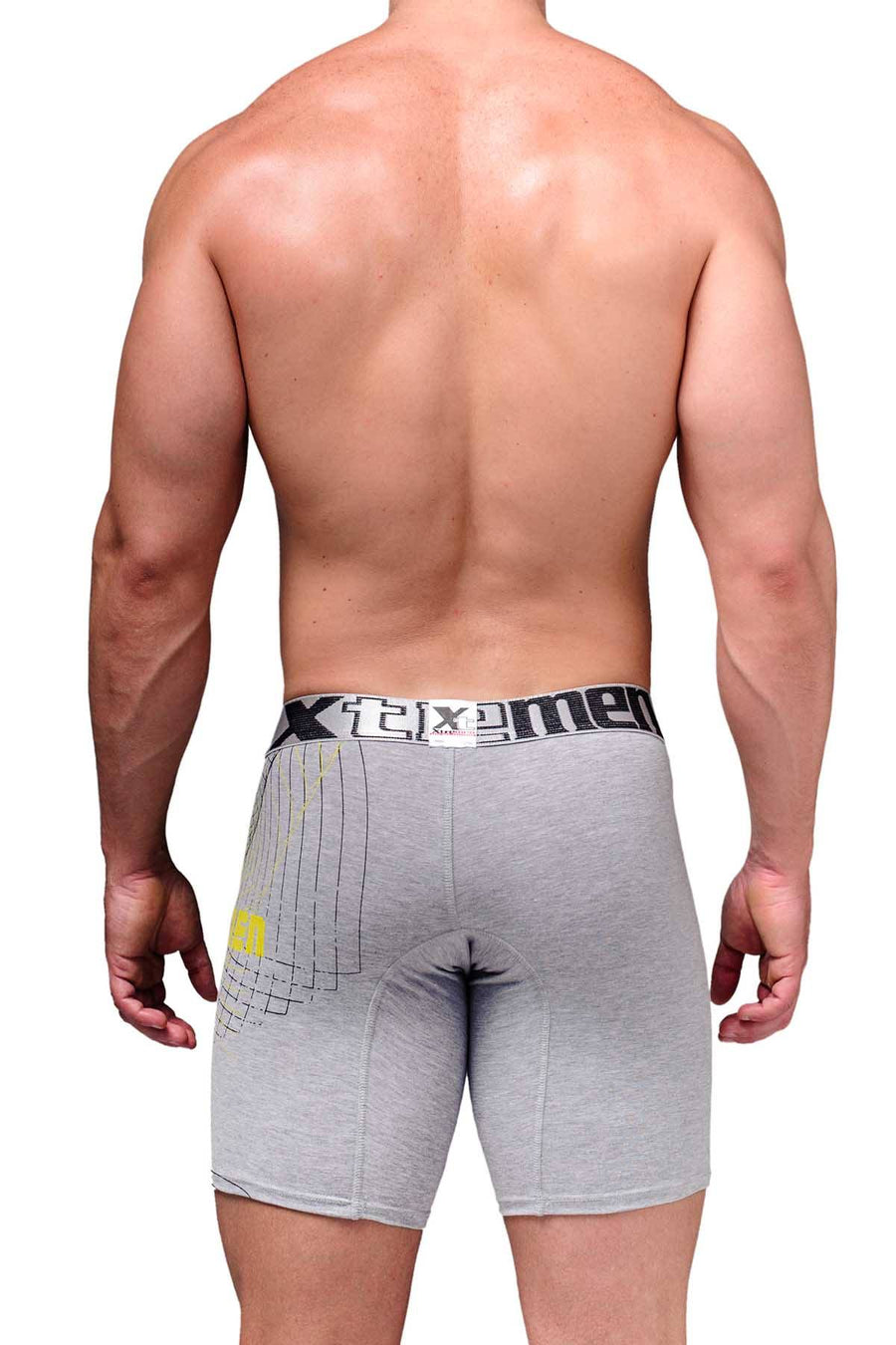 XTREMEN Grey/Yellow Printed Boxer Brief