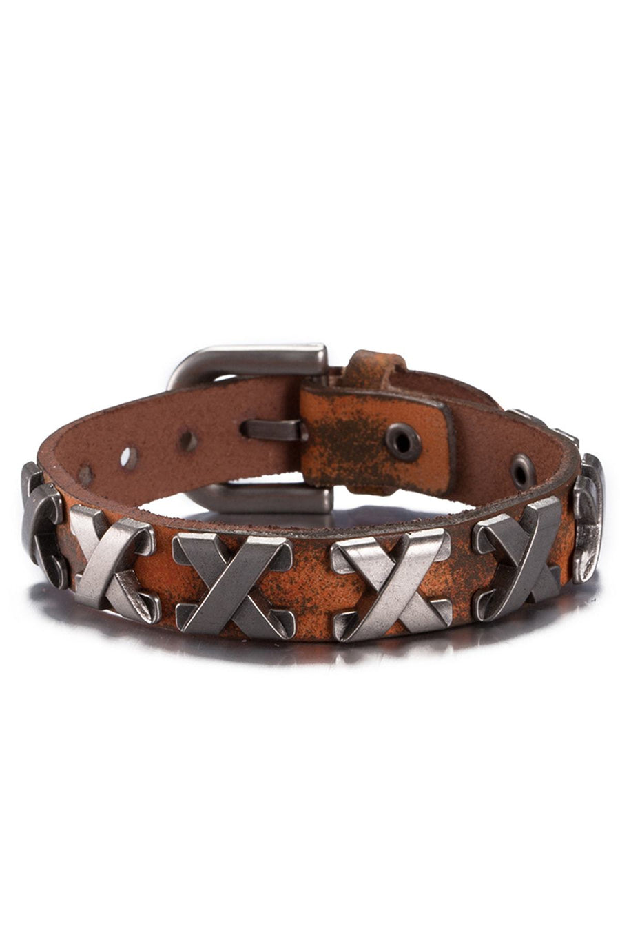 Orange Genuine Leather "X"  Bracelet