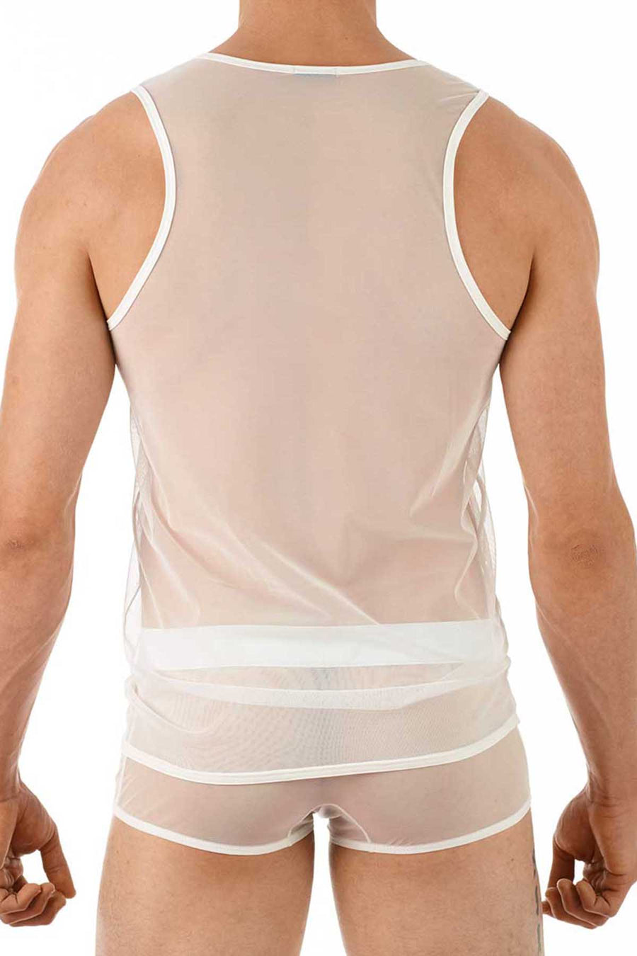 Gregg Homme White Erotik Ultra Sheer Mesh Tank Top