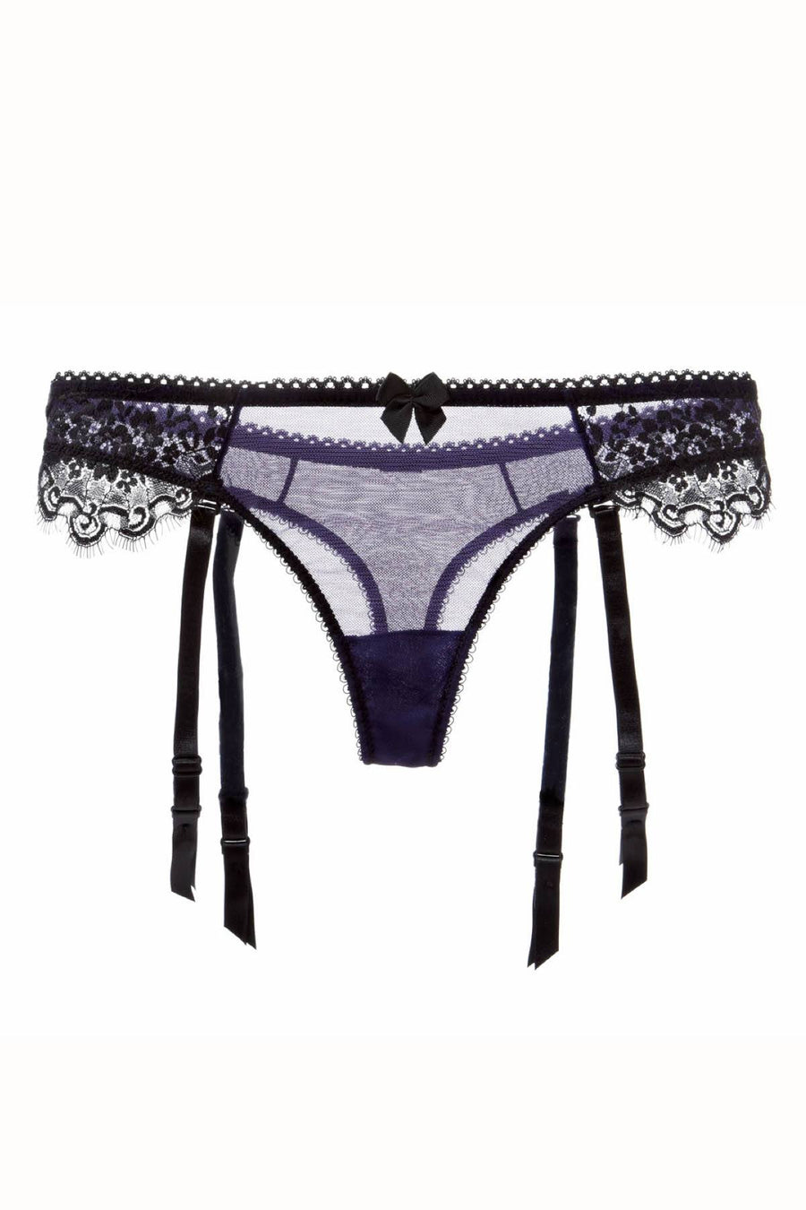 Claudette Neon Violet En Dentelle Garter Thong