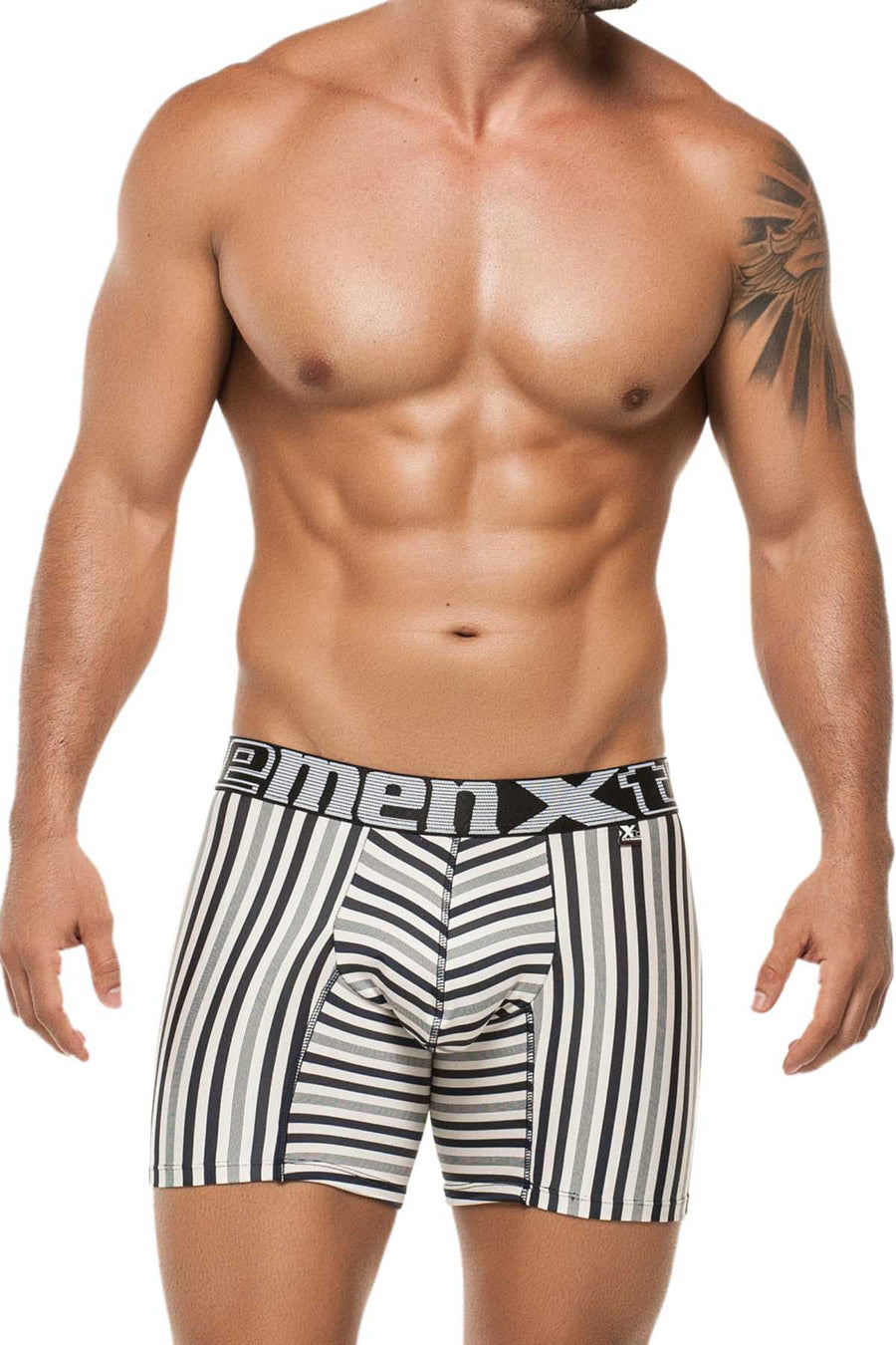 Xtremen Grey Classic Stripes Microfiber Boxer Brief