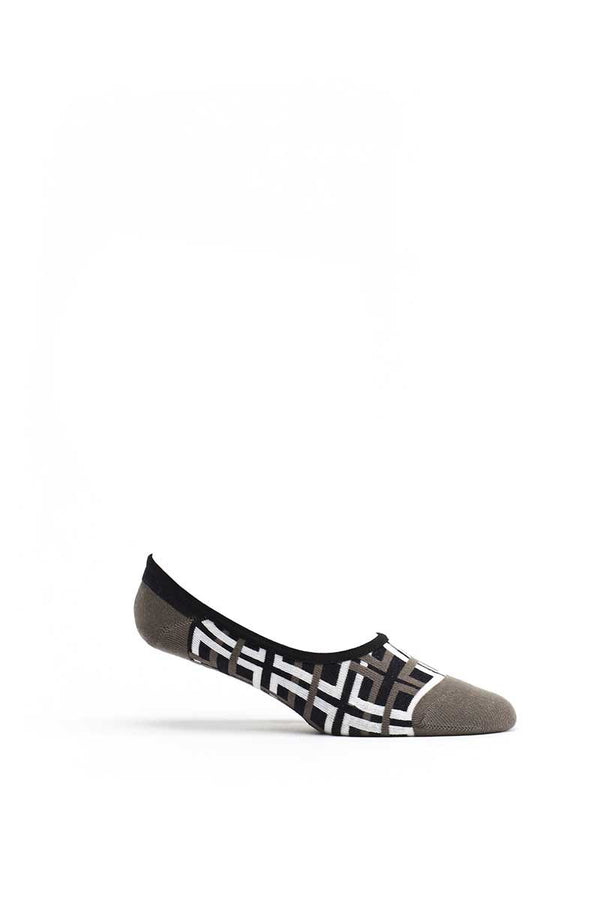 Ozone Grey Interlocking Squares No-Show Sock