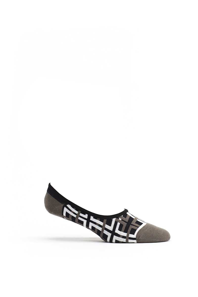 Ozone Grey Interlocking Squares No-Show Sock