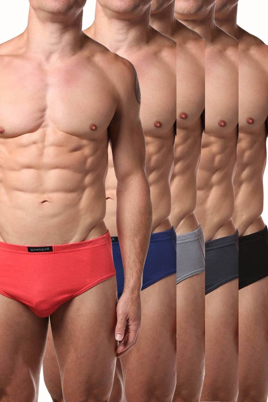 Papi Cayenne/Blue/Navy/Grey/Black Low-Rise Brief 5-Pack