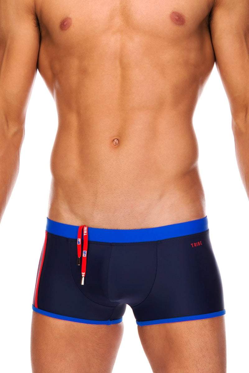 Tribe Navy & Cobalt Indian Swim Trunk