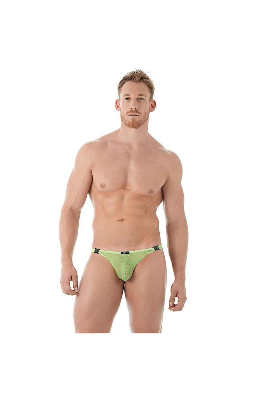 Gregg Homme Lime Mesh Suspender C-Ring Thong