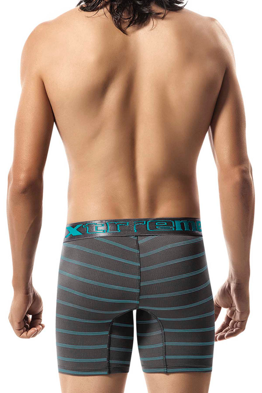 Xtremen Grey & Blue Stripe Microfiber Boxer